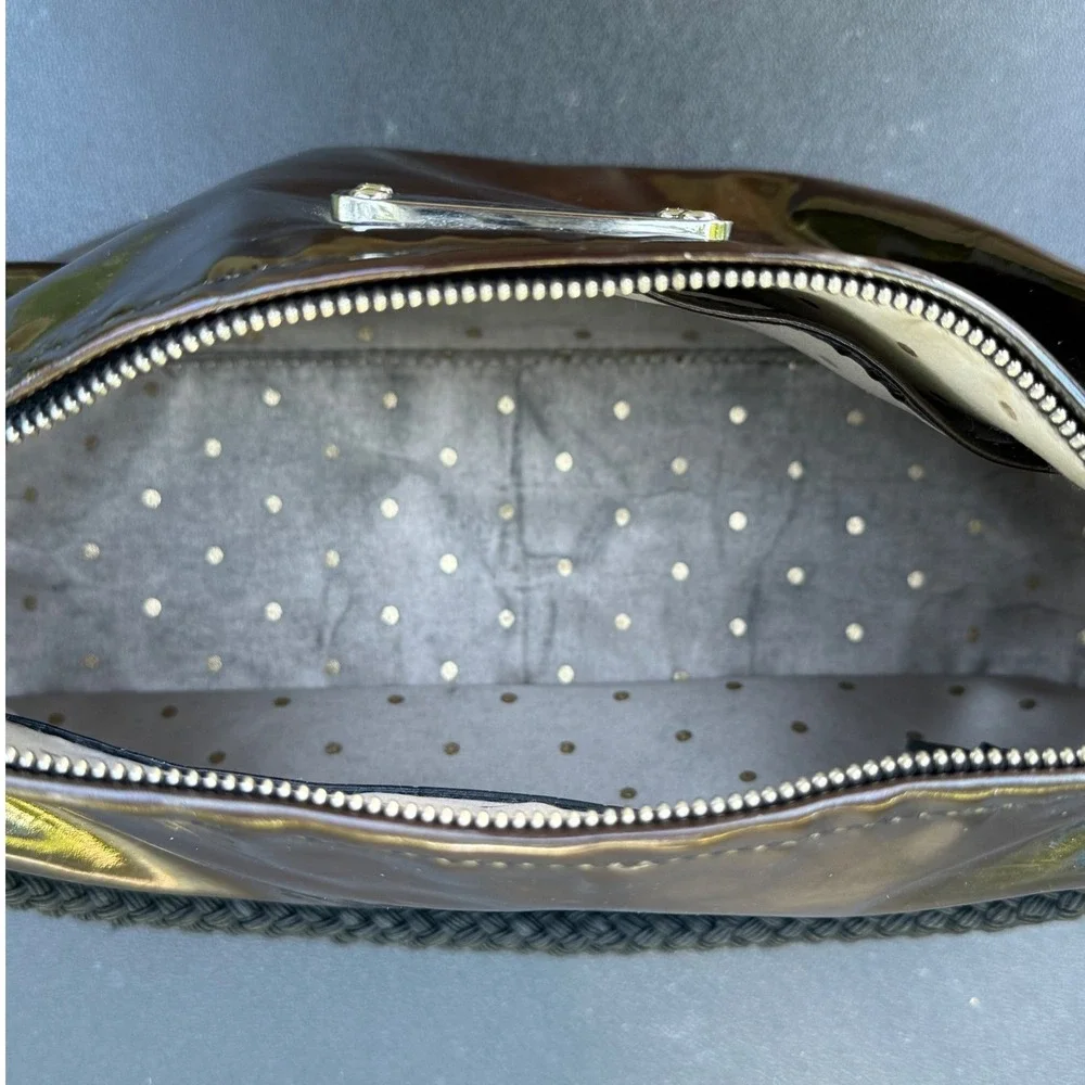 Kate Spade Brown Iridescent Patent Leather Rope Handle Shoulder Bag Y2K Vintage